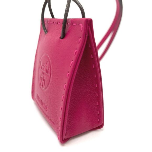 AUTH UNUSED HERMES Shopper Sac Orange strap charm Anyo Miro - Picture 6 of 10